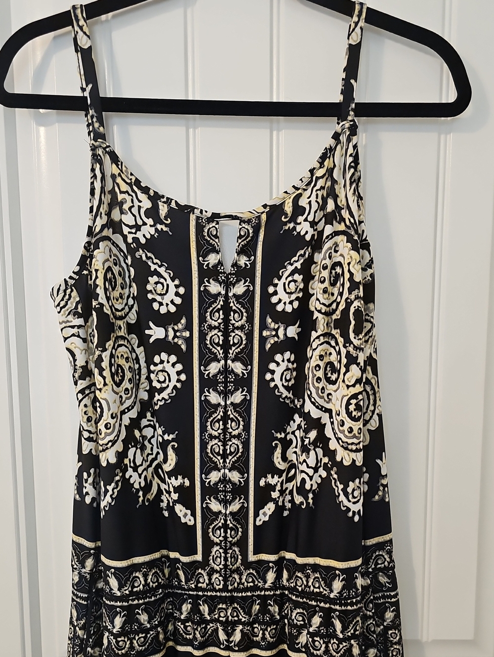 New York & Co Black and Cream Printed Jumpsuit - Picture 3 of 4